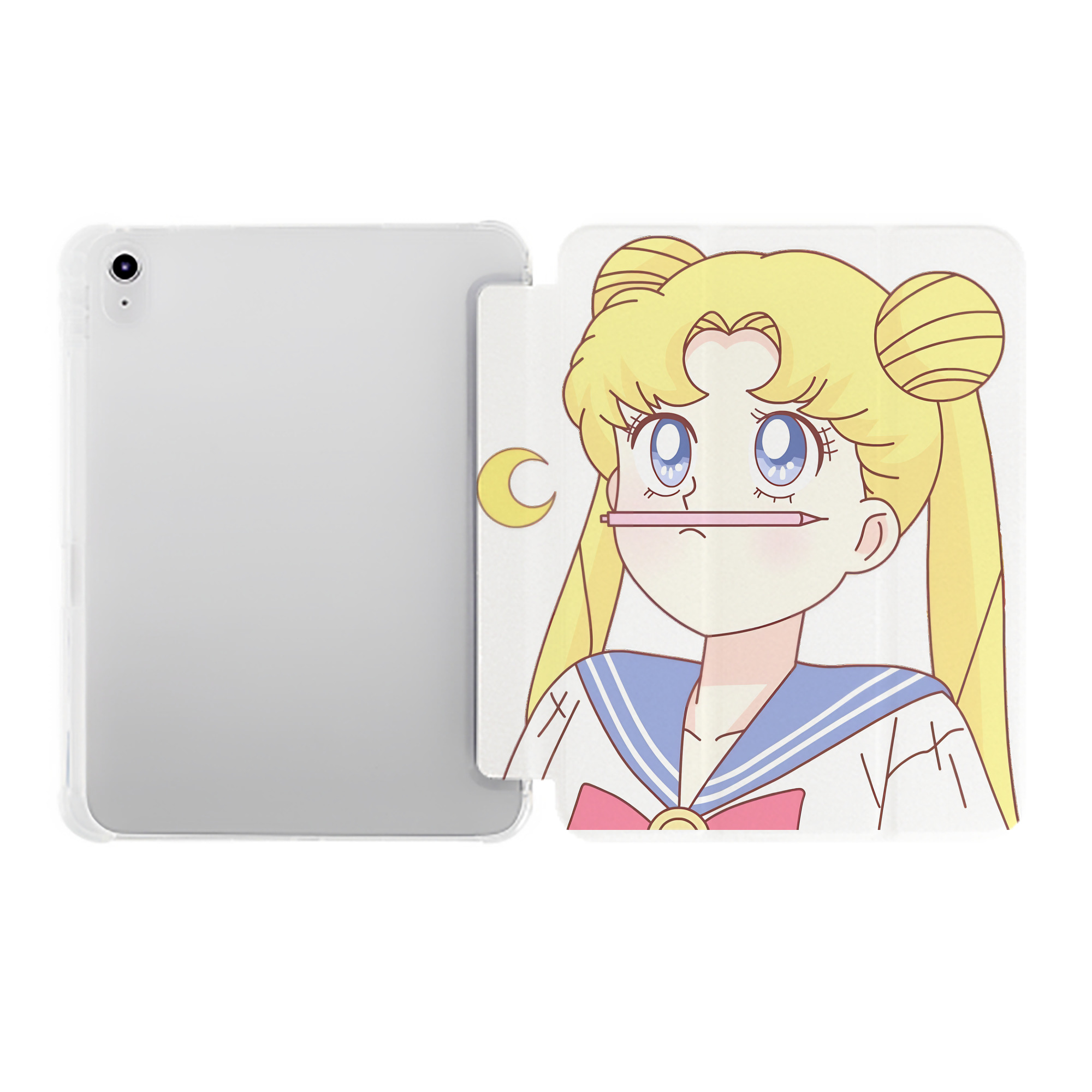 （画像用） 美少女戦士セーラームーン 愛野 美奈子 あいの みなこ Sailor Moon Aino Minako IPad ケース ペン収納付き 三つ折りスタンド PUレザー×シリコン 対応機種9.5/10.5/10.9インチ